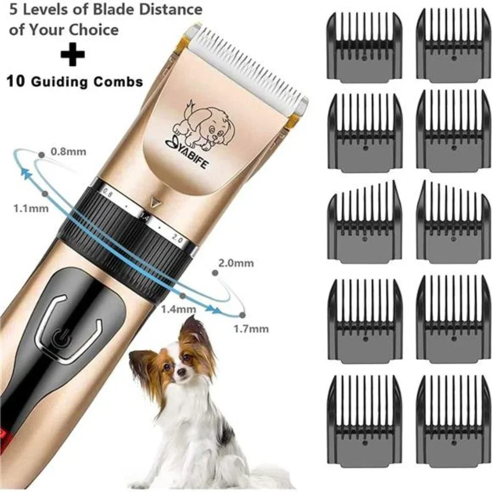 Dog Clippers, USB Rechargeable Cordless Dog Grooming Kit, Yellow